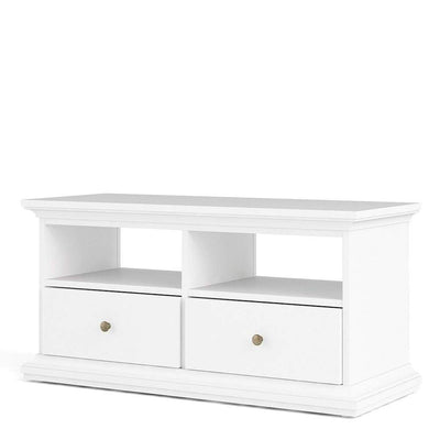 Paris - TV Unit - 2 Drawers 2 Shelves in White