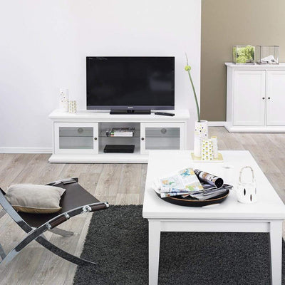 Paris - TV Unit - Wide - 2 Doors 1 Shelf in White