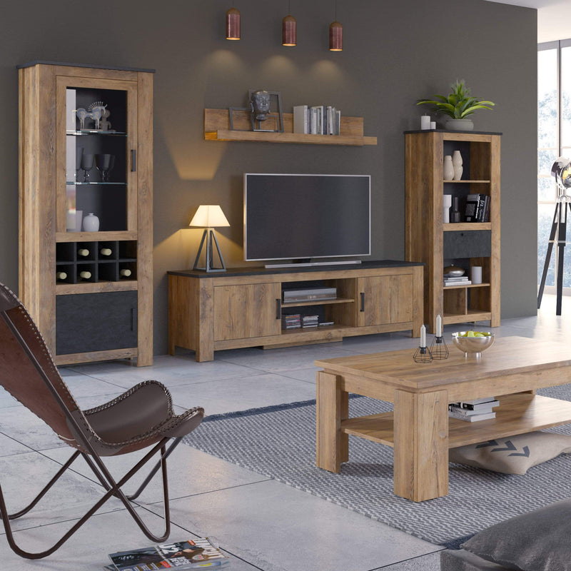 Rapallo - Rapallo 1 door 138 cm TV cabinet in Chestnut and Matera Grey