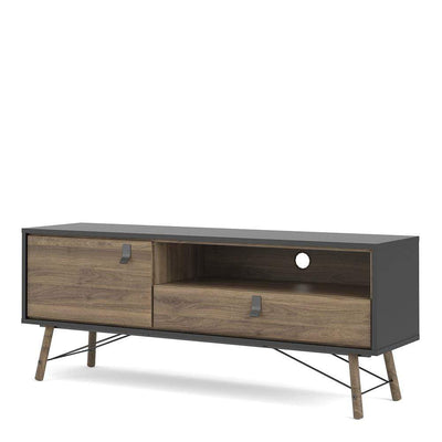 Ry TV Unit - Black/Walnut - 1 door + 1 drawer