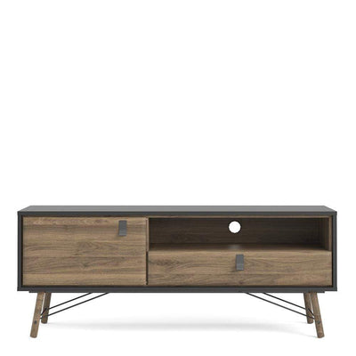 Ry TV Unit - Black/Walnut - 1 door + 1 drawer