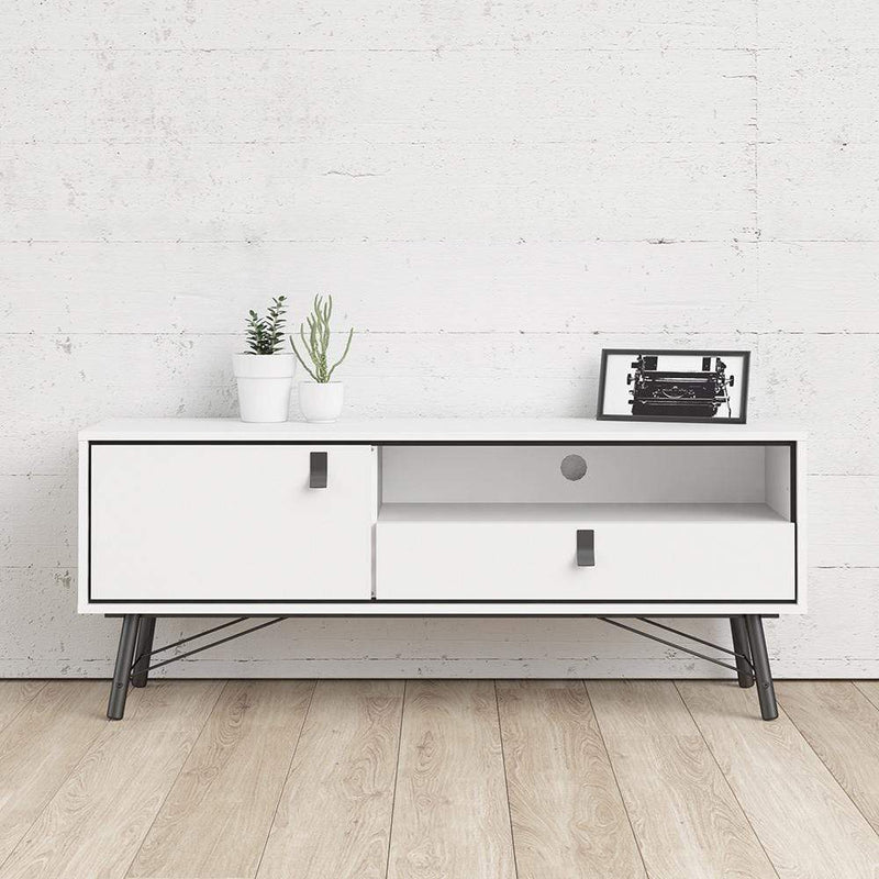 Ry TV Unit - Matt White - 1 door + 1 drawer