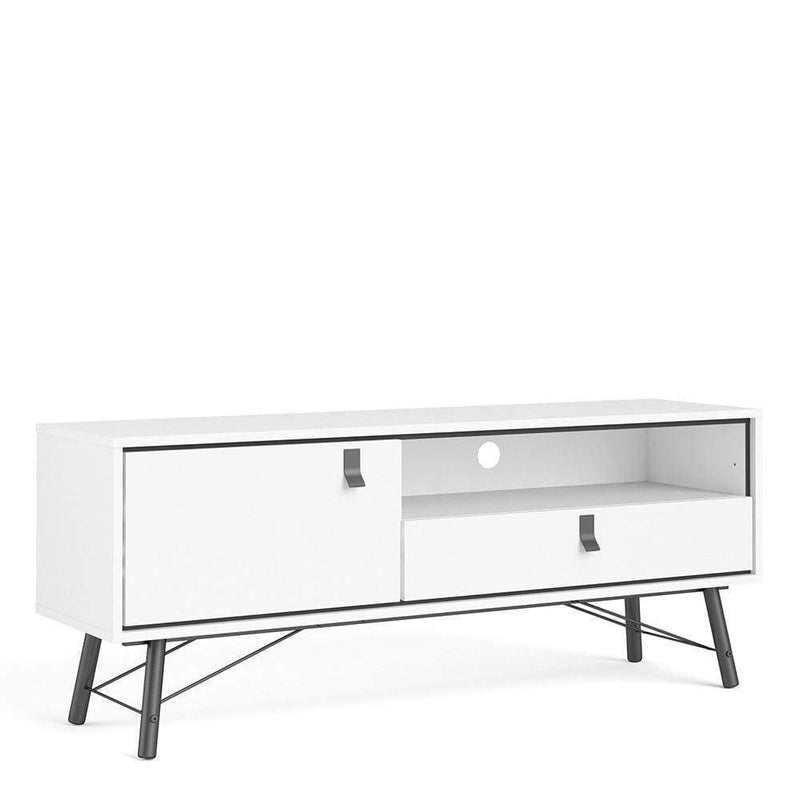 Ry TV Unit - Matt White - 1 door + 1 drawer