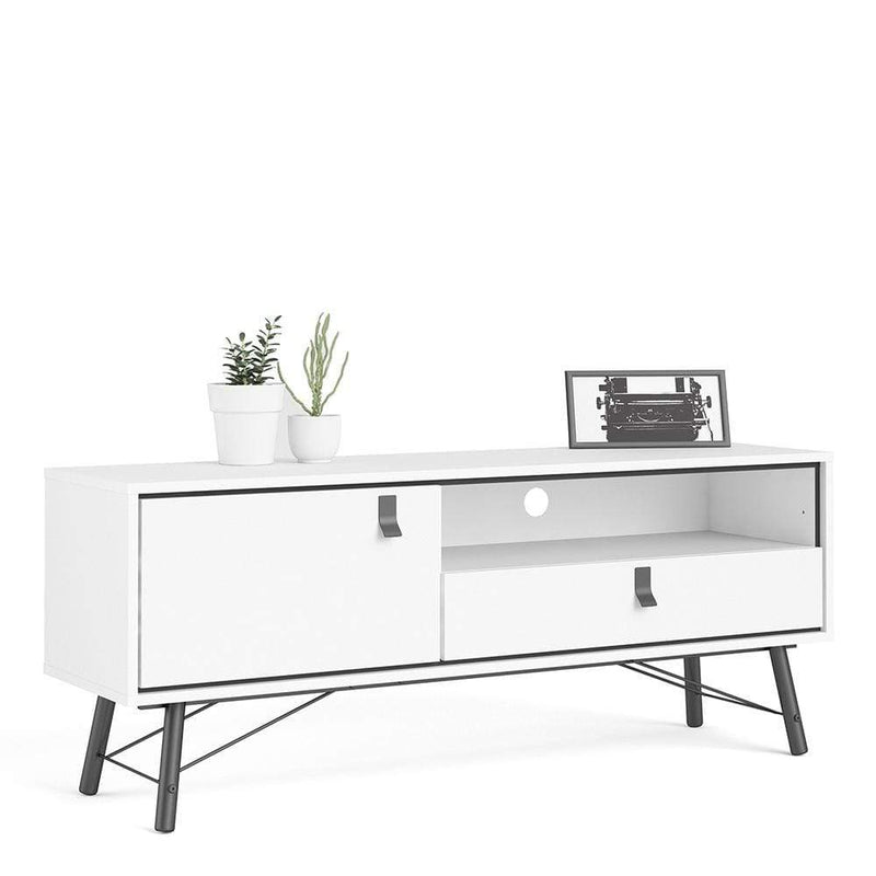 Ry TV Unit - Matt White - 1 door + 1 drawer