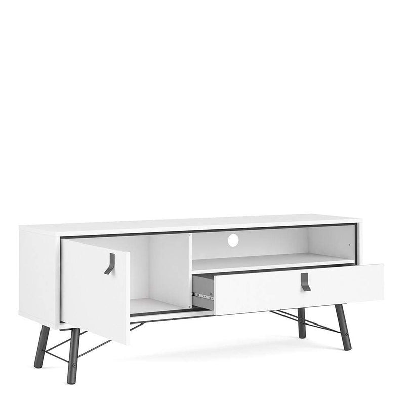 Ry TV Unit - Matt White - 1 door + 1 drawer