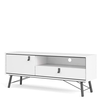 Ry TV Unit - Matt White - 1 door + 1 drawer