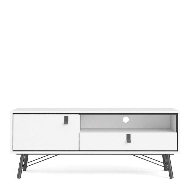 Ry TV Unit - Matt White - 1 door + 1 drawer