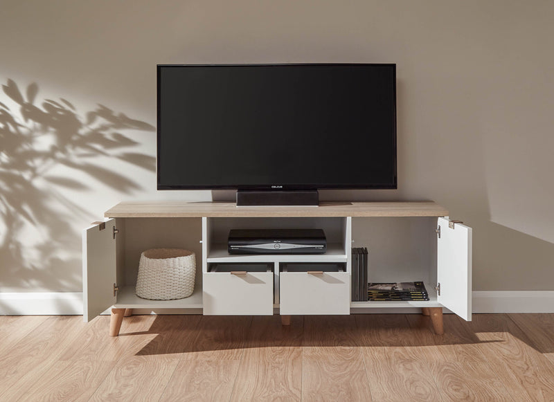 Alma Large Tv Unit White/Oak - GFW