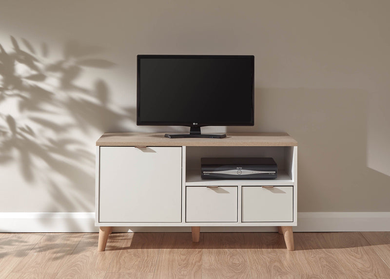 Alma Small Tv Unit White/Oak - GFW