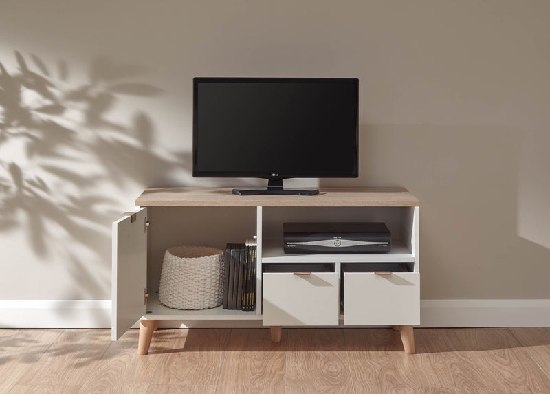 Alma Small Tv Unit White/Oak - GFW