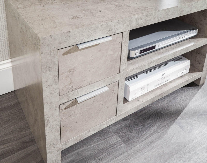 Bloc 2 Drawer Tv Unit Concrete - GFW