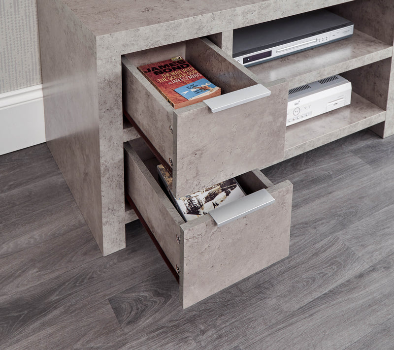 Bloc 2 Drawer Tv Unit Concrete - GFW