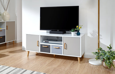 Delta Large TV Unit White/Grey Multi