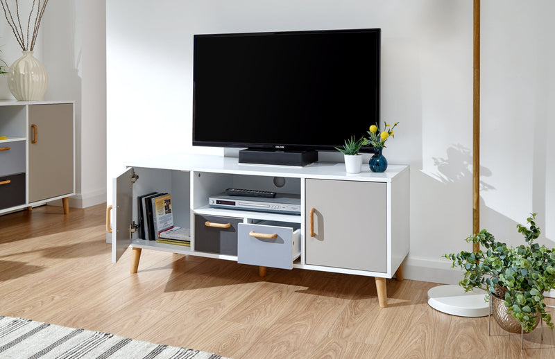 Delta Large TV Unit White/Grey Multi