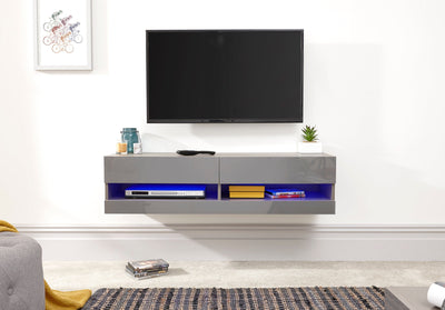 Galicia 120Cm Wall TV Unit With Led Grey