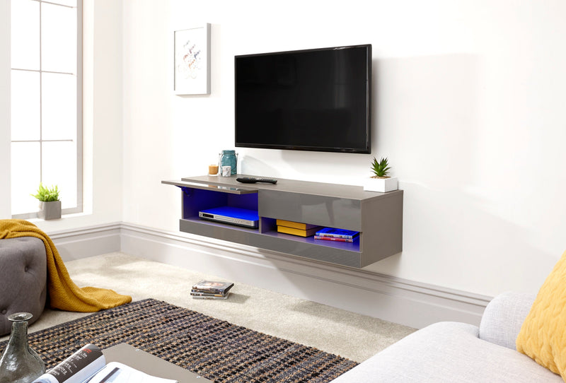 Galicia 120Cm Wall TV Unit With Led Grey