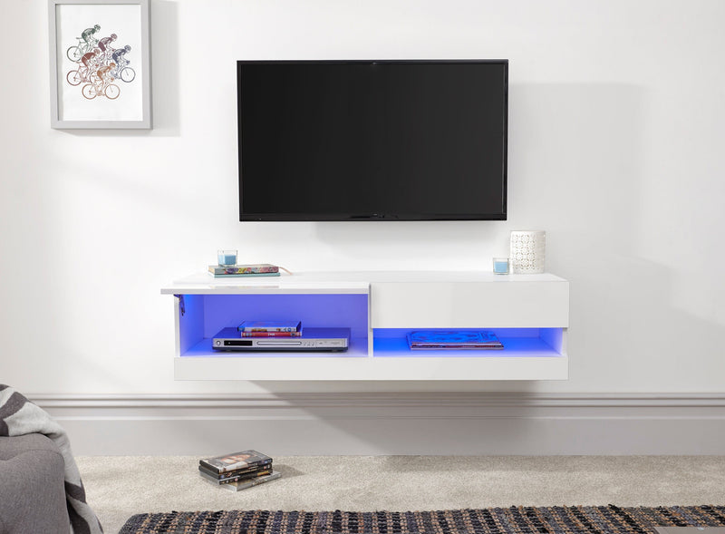 Galicia 120Cm Wall TV Unit With Led White