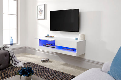 Galicia 120Cm Wall TV Unit With Led White