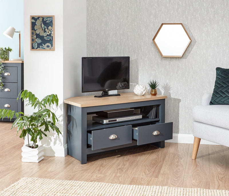 Lancaster Corner Tv Unit Slate Blue