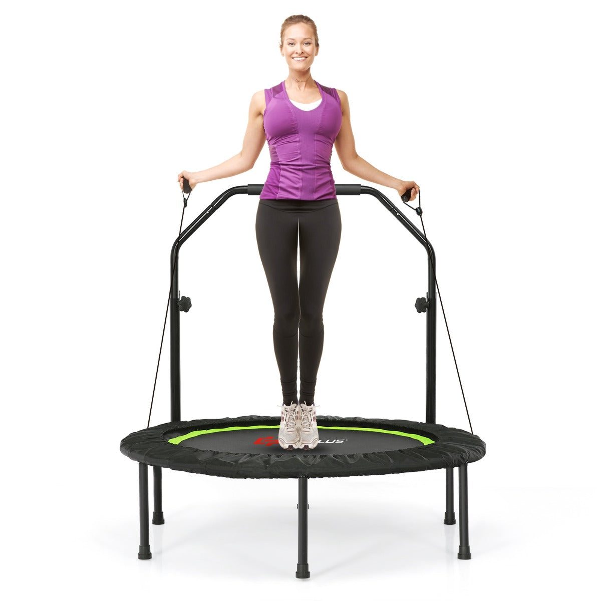 101 cm Mini Trampoline with 2 Resistance Bands and Adjustable Foam Han –  Infyniti Home