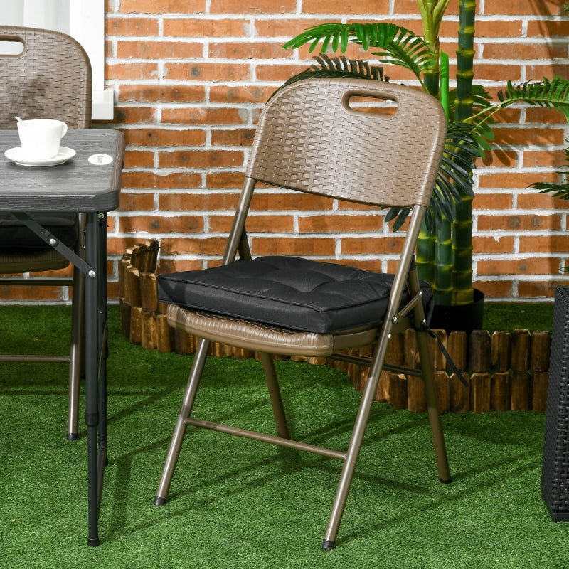 Garden Seat Cushion With Ties, 40 X 40cm Replacement Dining Chair Pad, Black