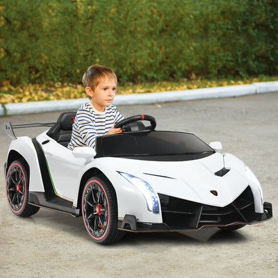 Coche para niños con control remoto de 2,4 G, color blanco