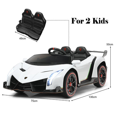 Coche para niños con control remoto de 2,4 G, color blanco