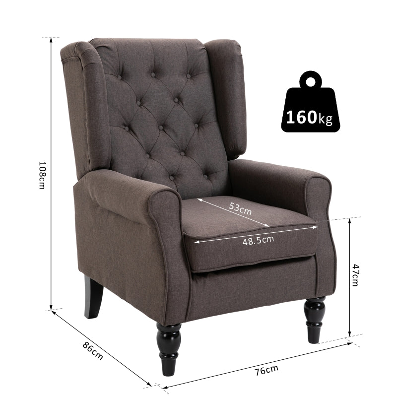 Vintage-Style Wingback Armchair - Brown