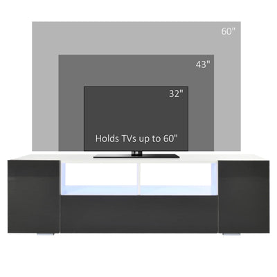 Modern TV Stand Unit For TVs Up To 60 With LED Lights, Grey