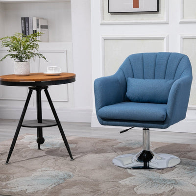 Swivel Base Accent Chair, With Pillow - Blue