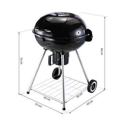 Portable Kettle Charcoal Grill -Black/Silver