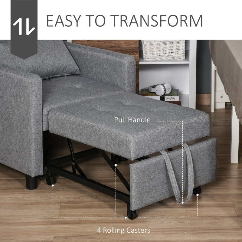 Modern 2-In-1 Single Sofa Bed, Grey