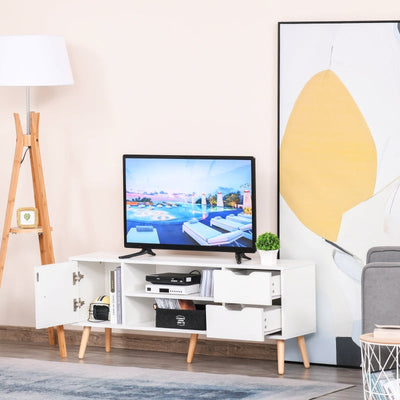 Scandinavian-Style TV Stand, With Drawers Cabinet - White