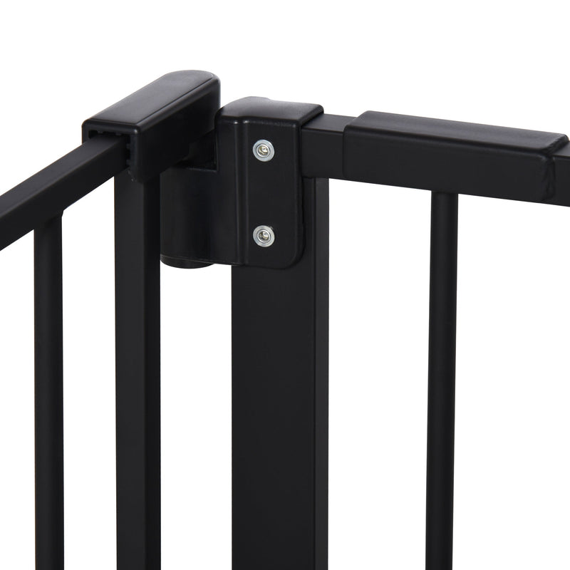 PawHut Retractable Pet Safety Gate Dog Barrier Home Doorway Corridors Room Divider Stair with 3 Extensions and Adjustable Screws Black 76.2 x 152.3 cm