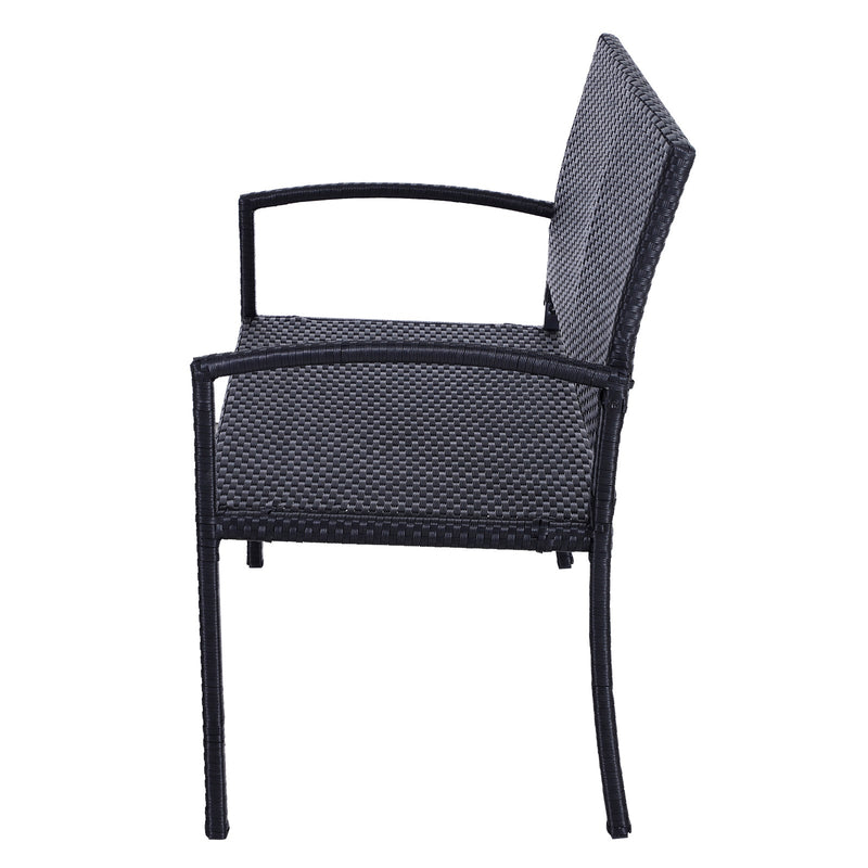 Outsunny Rattan Chair 2-Seater Loveseat-Black