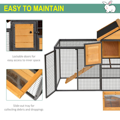 PawHut Wood-metal Guinea Pigs Hutches Elevated Pet Bunny House Rabbit Cage with Slide-Out Tray Outdoor