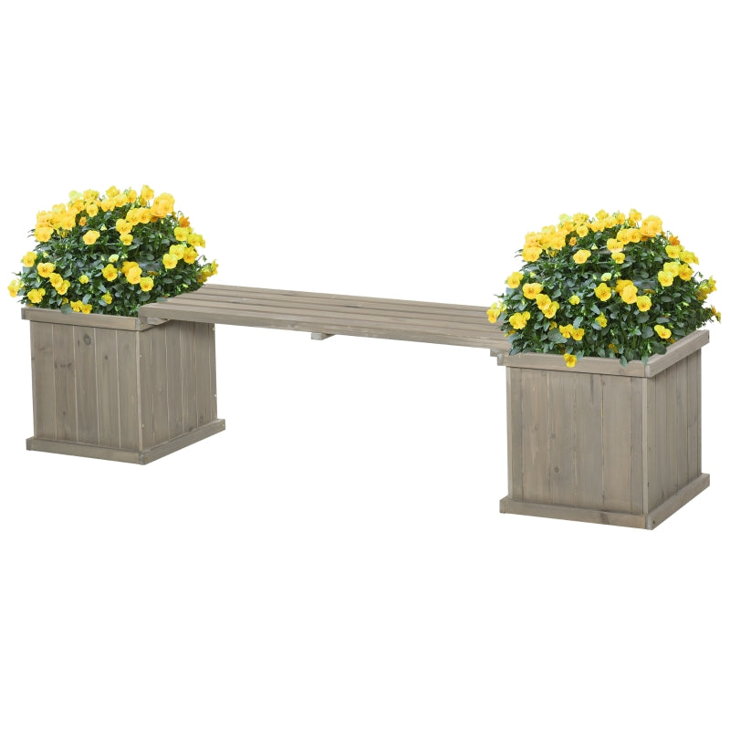 Wooden Garden Planter And Bench Combination Raised Bed For Patio Park