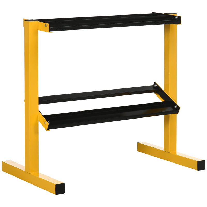 SPORTNOW Dumbbell Rack Stand, 2-Tier Weight Storage Organizer, Stable Dumbbell Holder for Home Gym