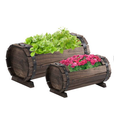 Outsunny 2PCs Wooden Flower Plant Pot Outdoor&Indoor Box With Solid