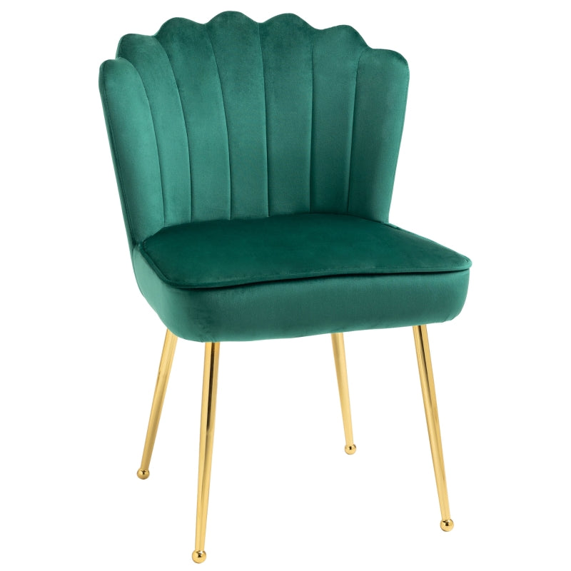 Velvet-Feel Shell Luxe Accent Chair, Green