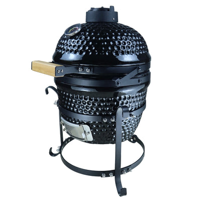 Outsunny Cast Iron Ceramic Kamado Charcoal BBQ Oven Black