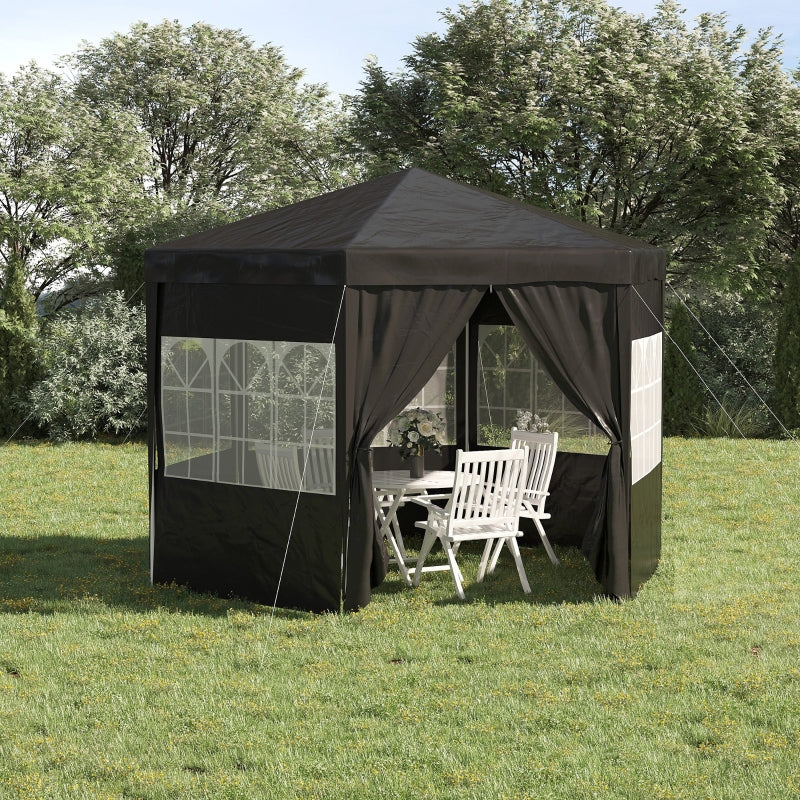 Hexagonal Gazebo Canopy Party Tent - Black