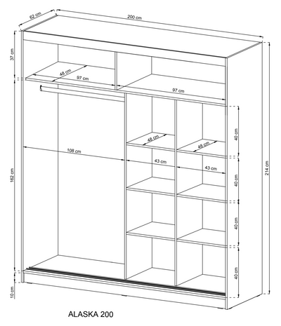 Alaska Sliding Door Wardrobe 200cm