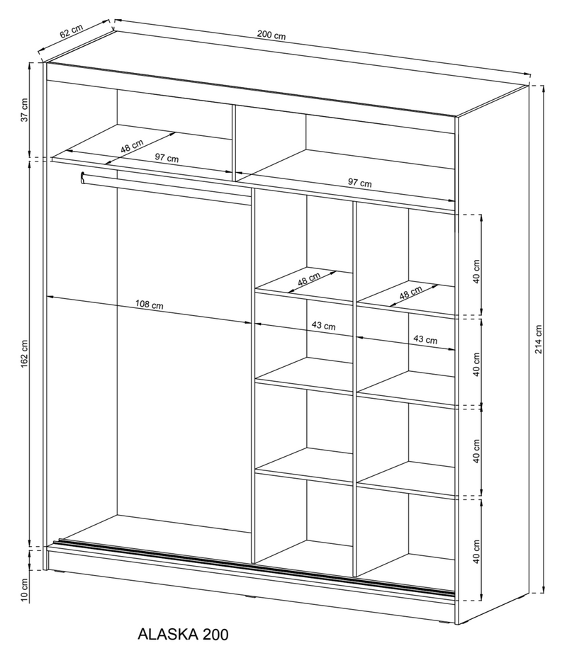 Alaska Sliding Door Wardrobe 200cm