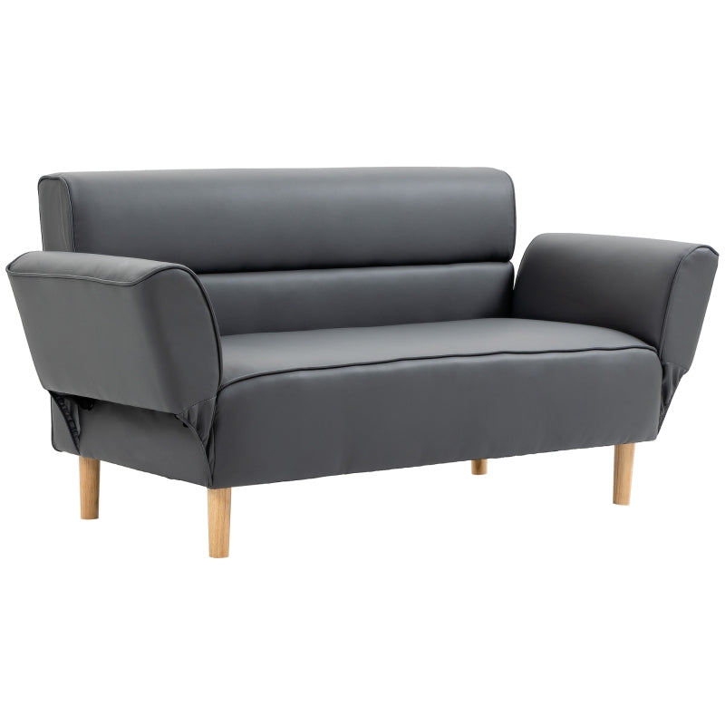 Faux Leather Racing Look Two-Seater Sofa - Grey