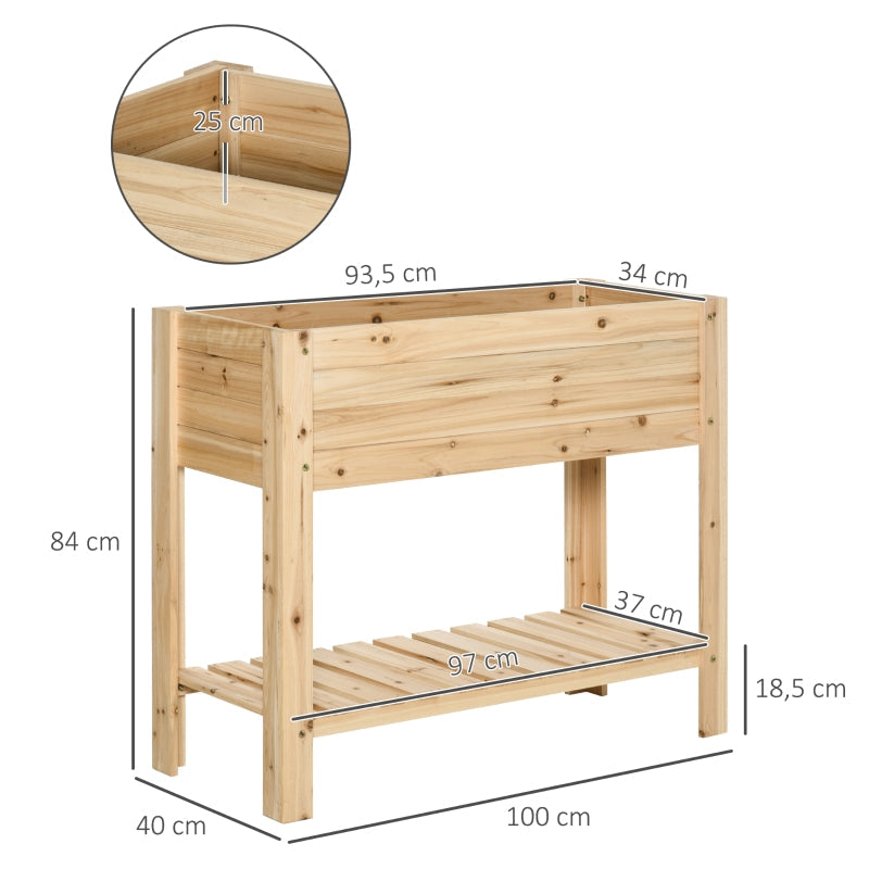 Wooden Raised Plant Stand