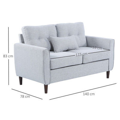 Two-Seater Sofa, With Pillow - Grey