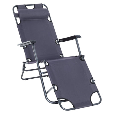 2 In 1 Lounger Folding- Grey