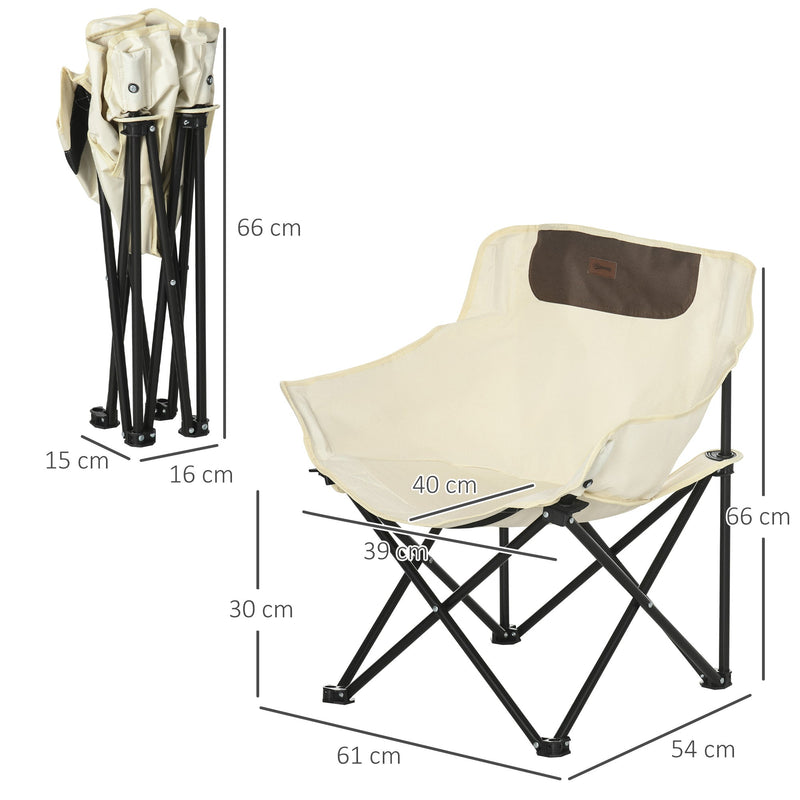 Outsunny Camping Chair, Lightweight Folding Chair with Carrying Bag and Storage Pocket, Perfect for Festivals, Fishing, Beach and Hiking, White