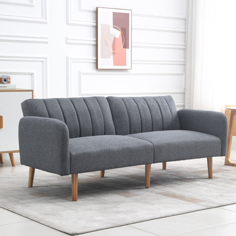 Two-Seater Sofa Bed, With Split Back - Grey